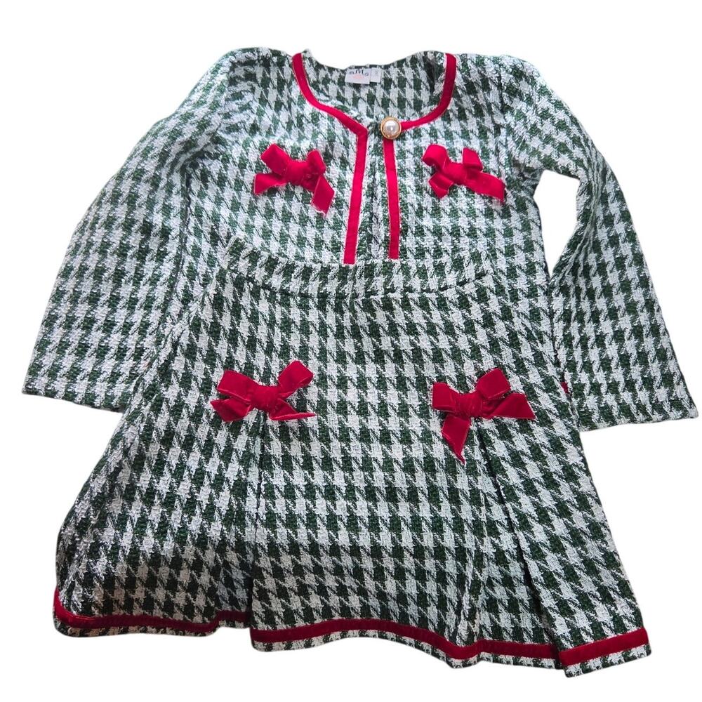 Red and Green Tweed Skirt and Jacket Set Size 6